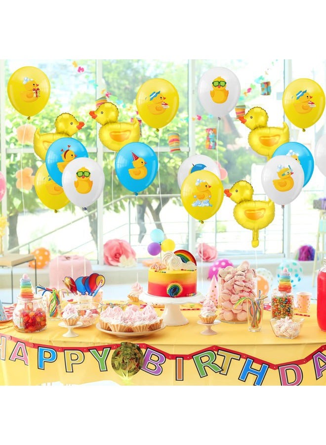 Sratte 40 Pcs Duck Balloon Rubber Duck Party Decorations 12 Inch Duck Shape Foil Balloons Blue Pink Yellow White Latex Balloon for Baby Shower Rubber Duck Themed Birthday Party Supplies (Shower) - Image 5