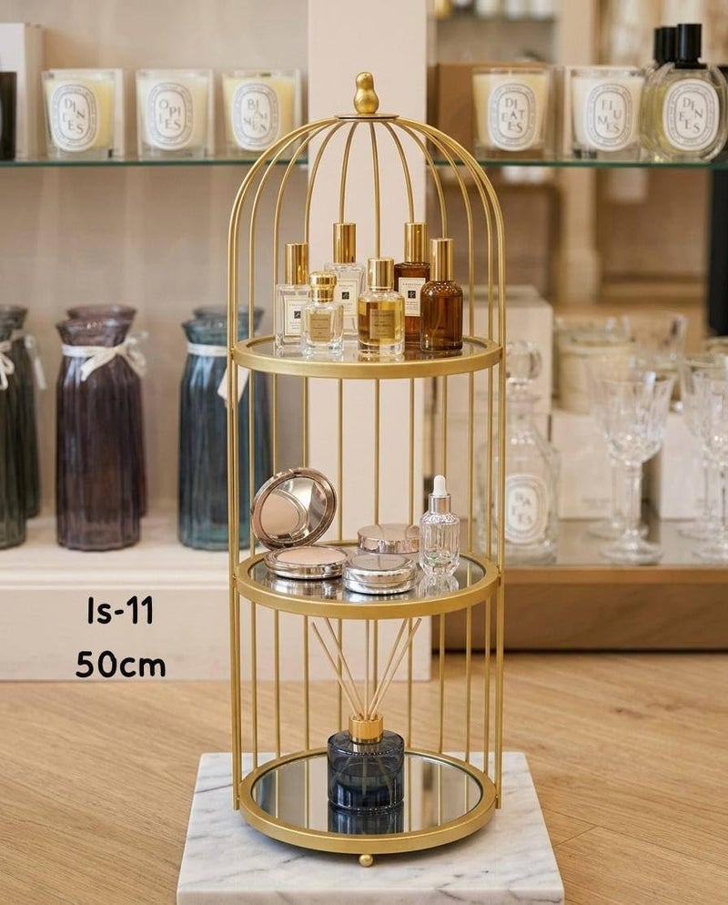 Modern Gold 3-Tier Mirrored Display Stand - LS-11, 50cm - Image 4