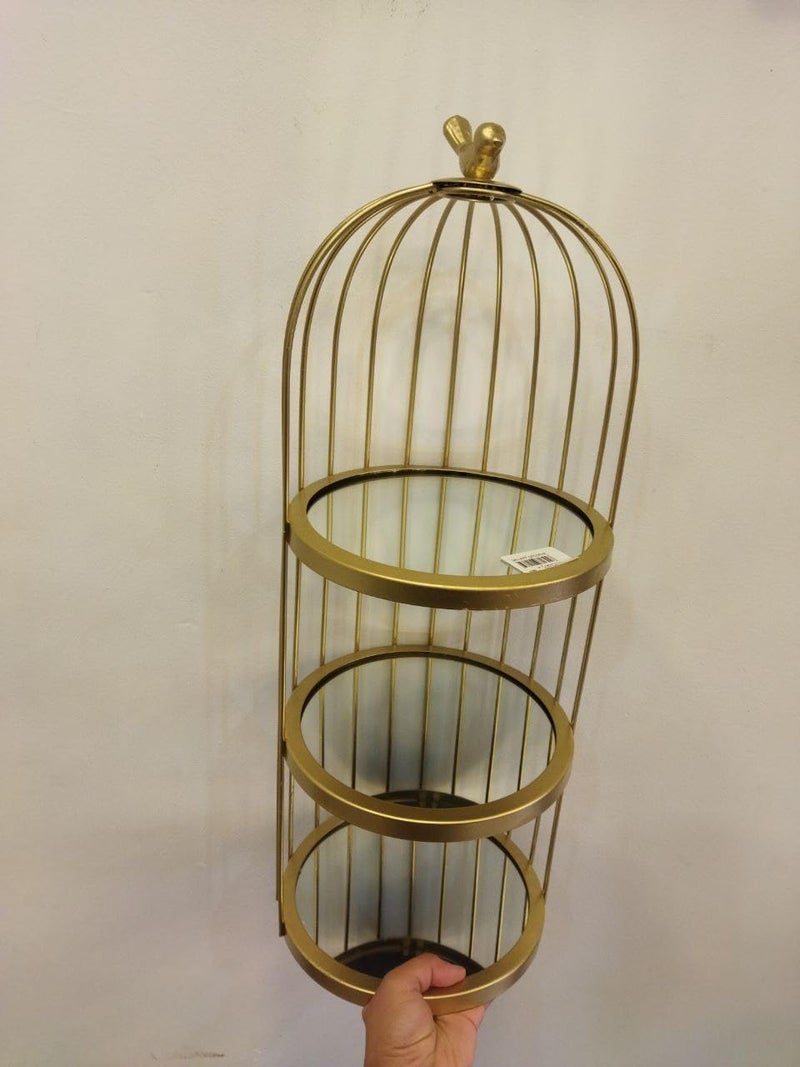 Modern Gold 3-Tier Mirrored Display Stand - LS-11, 50cm - Image 1