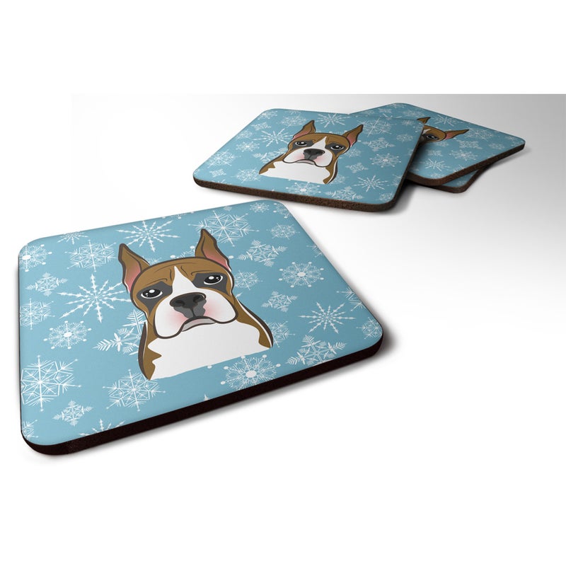 Caroline's Treasures ""Caroline's Treasures BB1657FC Snowflake Boxer Foam Coasters (Set of 4)  3.5""""  Multicolor""