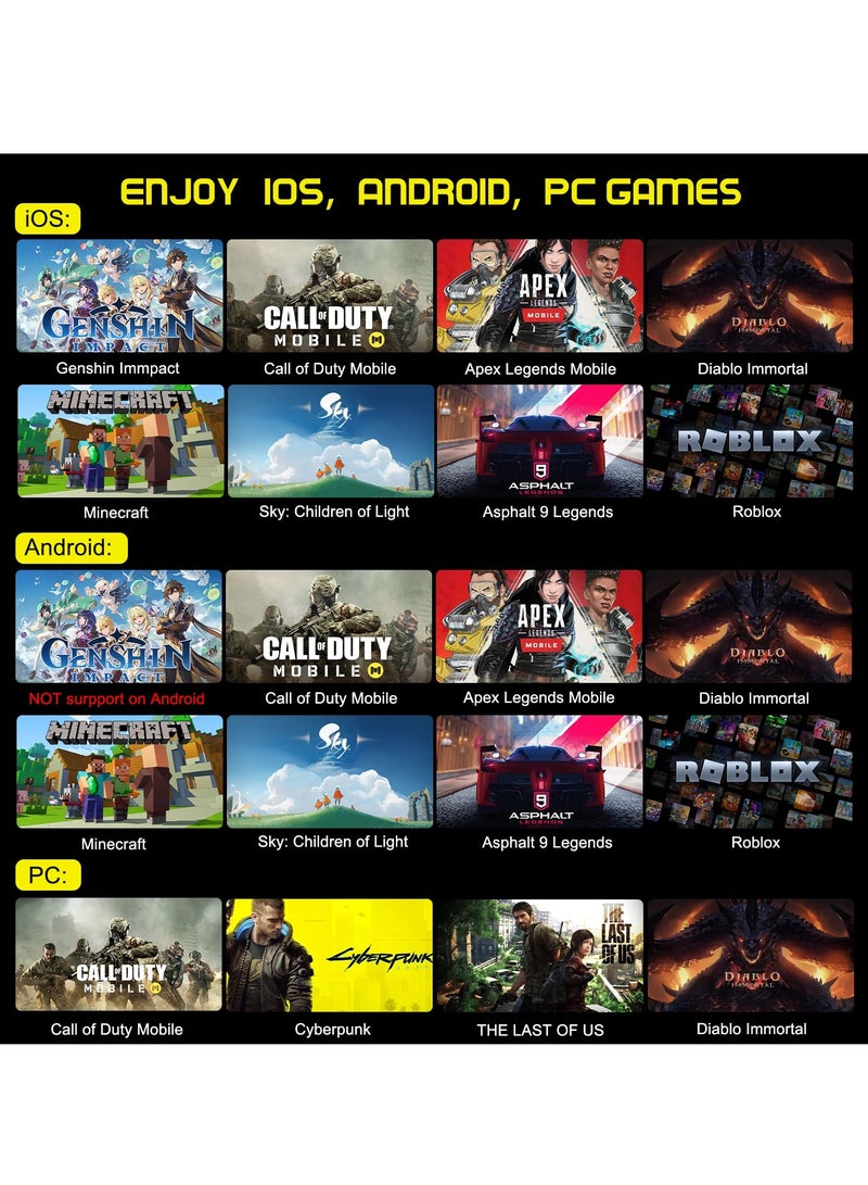 SOLARAE Mobile Gaming Controller for iOS, for Android, for iPad, Tablet, PC, Phone Wireless Controller for iPhone 14 13, for galaxy S22 21, Android Phones, for COD Mobile, for Genshin Impact, for Cloud Gaming - Image 4