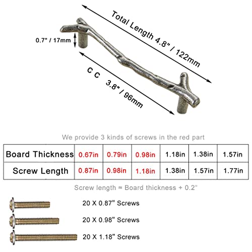 ESreake 10pcs Vintage Tree Twig Branch Cabinet Knobs Pulls HandlesZinc Alloy Drawer Pull Handles for Farmhouse Cabin Mountain House Kitchen Cupboard Hole Distance 38 10 Pack Ancient Silver - Image 3