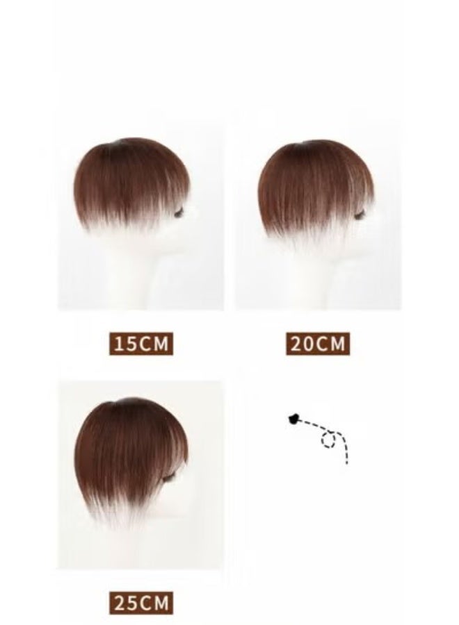 Estelle Human Hair Women'S Invisible Hairpiece - Straight, Breathable, Lightweight Top-Up Wig with Bangs for Fuller Look, Dark Brown Hair Topper Extension - Image 4