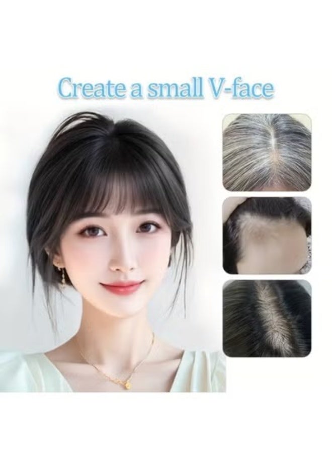 Estelle Human Hair Women'S Invisible Hairpiece - Straight, Breathable, Lightweight Top-Up Wig with Bangs for Fuller Look, Dark Brown Hair Topper Extension - Image 5