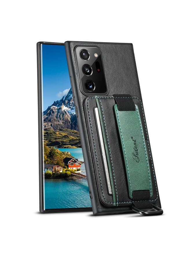Suteni Case For Samsung Galaxy Note20 Ultra H13 Card Wallet Wrist Strap Holder PU Phone Case - Image 1