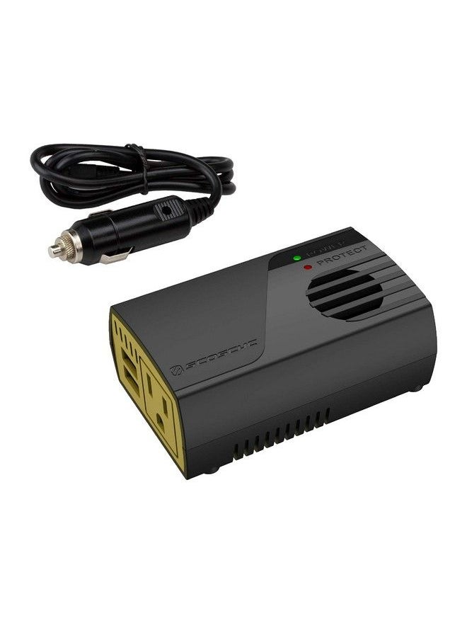 Scosche - محول طاقة متنقل Pi150M Invert150 بقوة 150 واط مع منفذ تيار متردد واحد ومنفذي USB ومحول سيارة 12 فولت مع كابل - Image 1