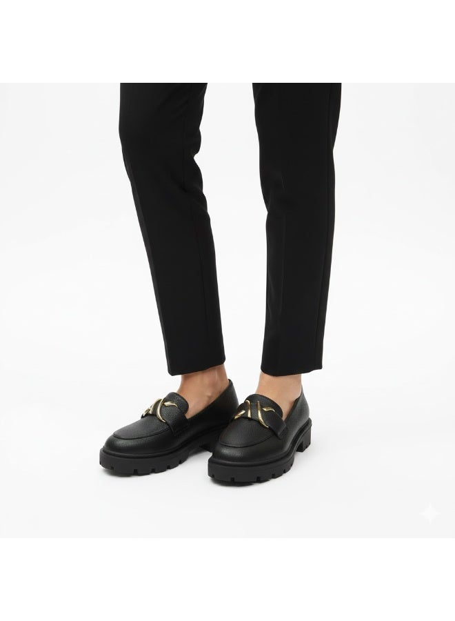 Luxurious and elegant women's loafer with modern metallic details - equipped with a comfortable, slip-resistant sole - Image 1