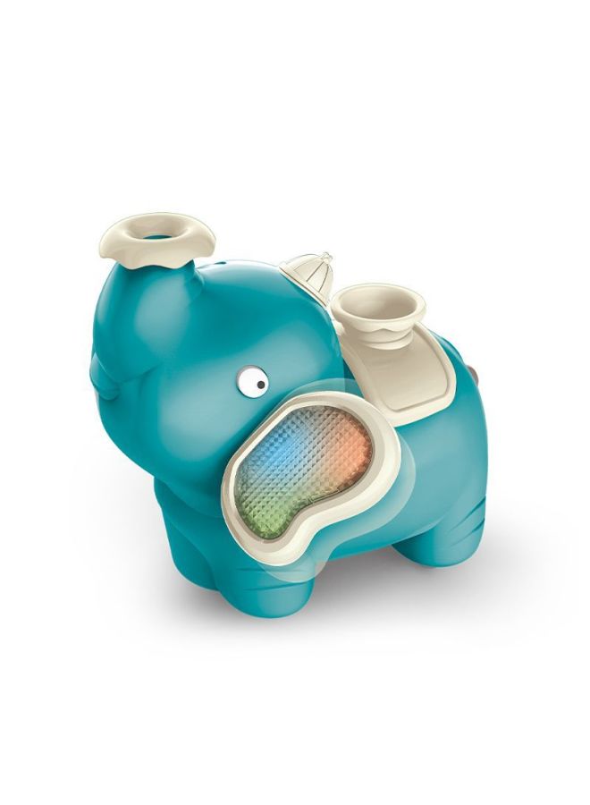 Chattering Spray Baby Elephant Electric Toy Children's Cartoon Modeling Universal Sound And Light Smoke Floating Ball Blow Ball Baby Elephant-Color:Green Elephant [without Battery] - Image 1