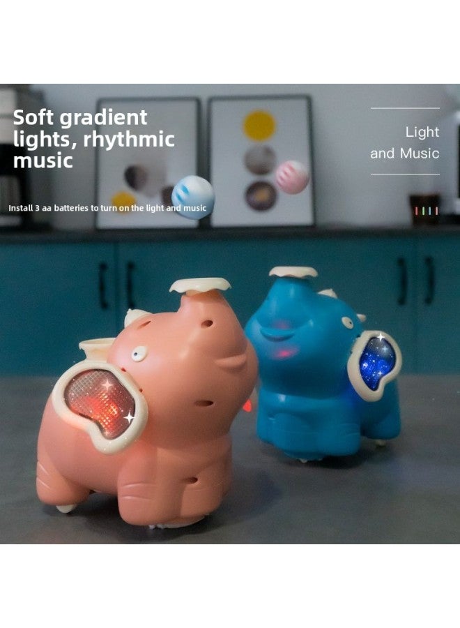 Chattering Spray Baby Elephant Electric Toy Children's Cartoon Modeling Universal Sound And Light Smoke Floating Ball Blow Ball Baby Elephant-Color:Green Elephant [without Battery] - Image 3