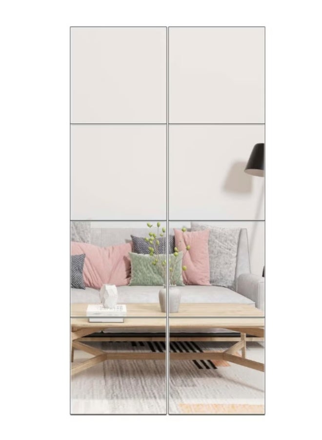 Arabest Full Length Mirror Tiles - 12 Inch x 8Pcs Frameless Wall Mirror Full Body Mirror for Home Gym Vanity Bedroom, Living Room - Image 1
