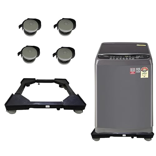 JASDONE ® Premium 4 wheel Lock Heavy Duty Adjustable Top Load Washing Machine Stand Trolley Compatible for LG 6kg, 6.5kg, 7kg, 7.5kg, 8kg,9kg, 10kg Samsung Whrilpool and moreWater Proof (Black) - Image 1