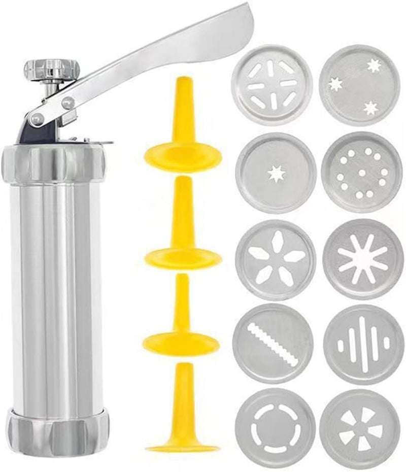 Biscuit Maker Churro with 10 Decorative Stencil Discs 4 Icing-Tips Cake Mold Pastry-Syringe Muffin Dessert Cookie - Image 1