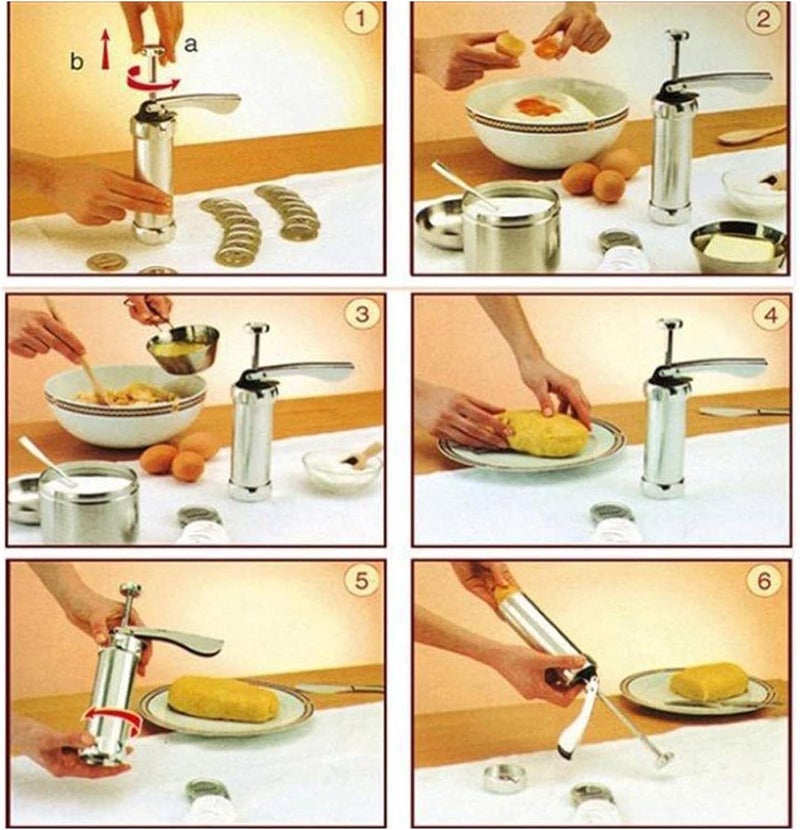 Biscuit Maker Churro with 10 Decorative Stencil Discs 4 Icing-Tips Cake Mold Pastry-Syringe Muffin Dessert Cookie - Image 5