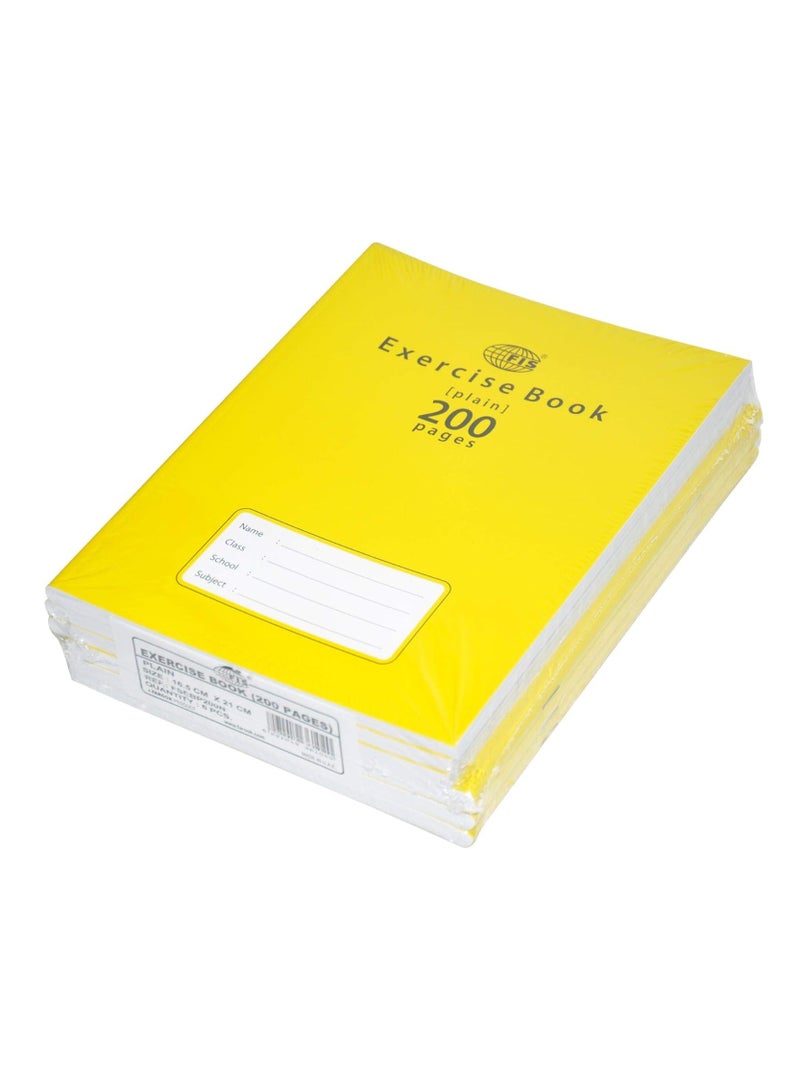 FIS Exercise Books Plain, 200 Pages, Pack of 6 Pieces, 16.5 x 21 cm Size - FSEBP200N - Image 1