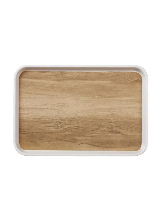 Felli Elegant Design Melamine Rectangular Serving Tray Brown and White 1.5 x 25 x 17 cm Y1K150046-PK044