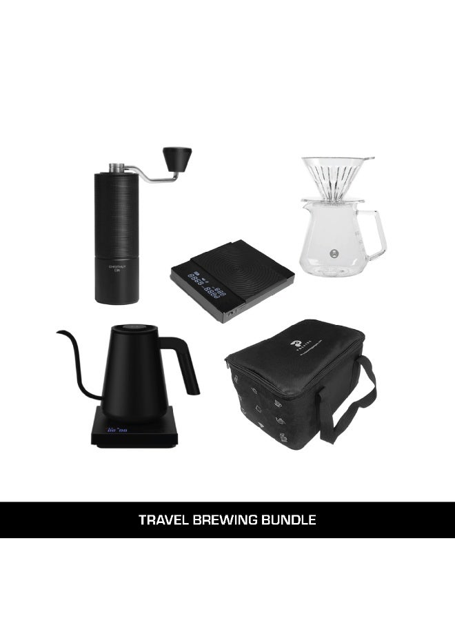 TIMEMORE All-in-One Travel Coffee Set – 5-Piece Kit with V60 Bag, Timemore Crystal Eye Dripper, Black Mirror Scale, Fish Smart Pro Kettle & Chestnut C3 Grinder - Image 1