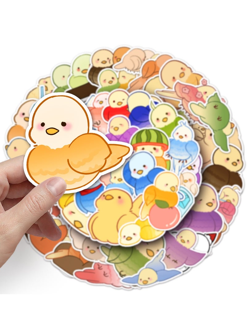 ملصقات طيور لطيفة، 50 قطعة، ملصقات طيور كرتونية لطيفة مقاومة للماء لزجاجة المياه والكمبيوتر المحمول ولوح التزلج ودفتر القصاصات والأمتعة والدراجات النارية والجيتار والكمبيوتر والسيارة من الفينيل، ملصقات حيوانات مضحكة للمراهقين والفتيات والبالغين - Image 4