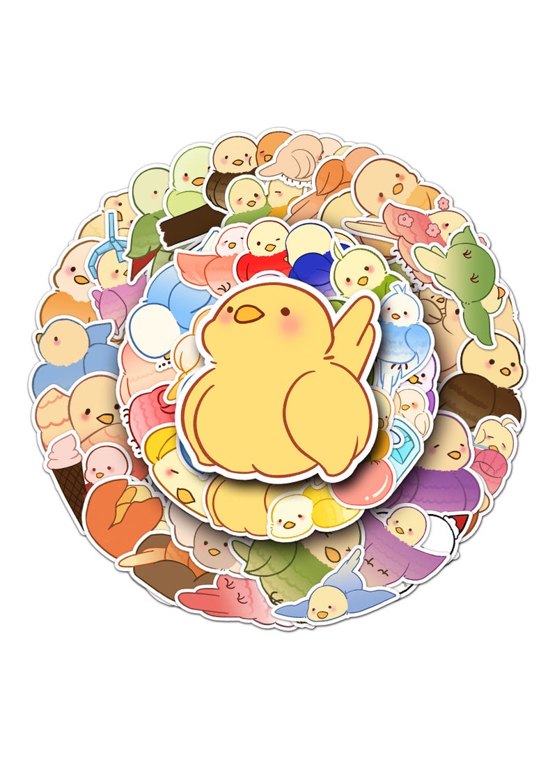 ملصقات طيور لطيفة، 50 قطعة، ملصقات طيور كرتونية لطيفة مقاومة للماء لزجاجة المياه والكمبيوتر المحمول ولوح التزلج ودفتر القصاصات والأمتعة والدراجات النارية والجيتار والكمبيوتر والسيارة من الفينيل، ملصقات حيوانات مضحكة للمراهقين والفتيات والبالغين - Image 1