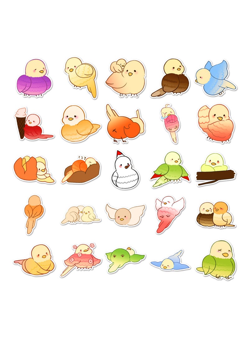 ملصقات طيور لطيفة، 50 قطعة، ملصقات طيور كرتونية لطيفة مقاومة للماء لزجاجة المياه والكمبيوتر المحمول ولوح التزلج ودفتر القصاصات والأمتعة والدراجات النارية والجيتار والكمبيوتر والسيارة من الفينيل، ملصقات حيوانات مضحكة للمراهقين والفتيات والبالغين - Image 3