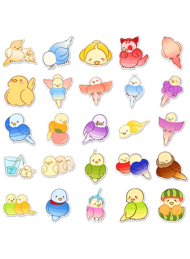 ملصقات طيور لطيفة، 50 قطعة، ملصقات طيور كرتونية لطيفة مقاومة للماء لزجاجة المياه والكمبيوتر المحمول ولوح التزلج ودفتر القصاصات والأمتعة والدراجات النارية والجيتار والكمبيوتر والسيارة من الفينيل، ملصقات حيوانات مضحكة للمراهقين والفتيات والبالغين - Image 2