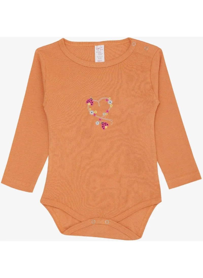 Breeze Baby Girl Snap Bodysuit Ladybug Printed Floral 9 Months-3 Years, Salmon