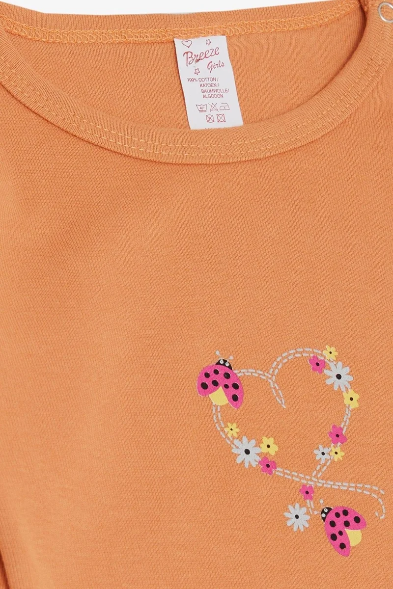 Breeze Baby Girl Snap Bodysuit Ladybug Printed Floral 9 Months-3 Years, Salmon