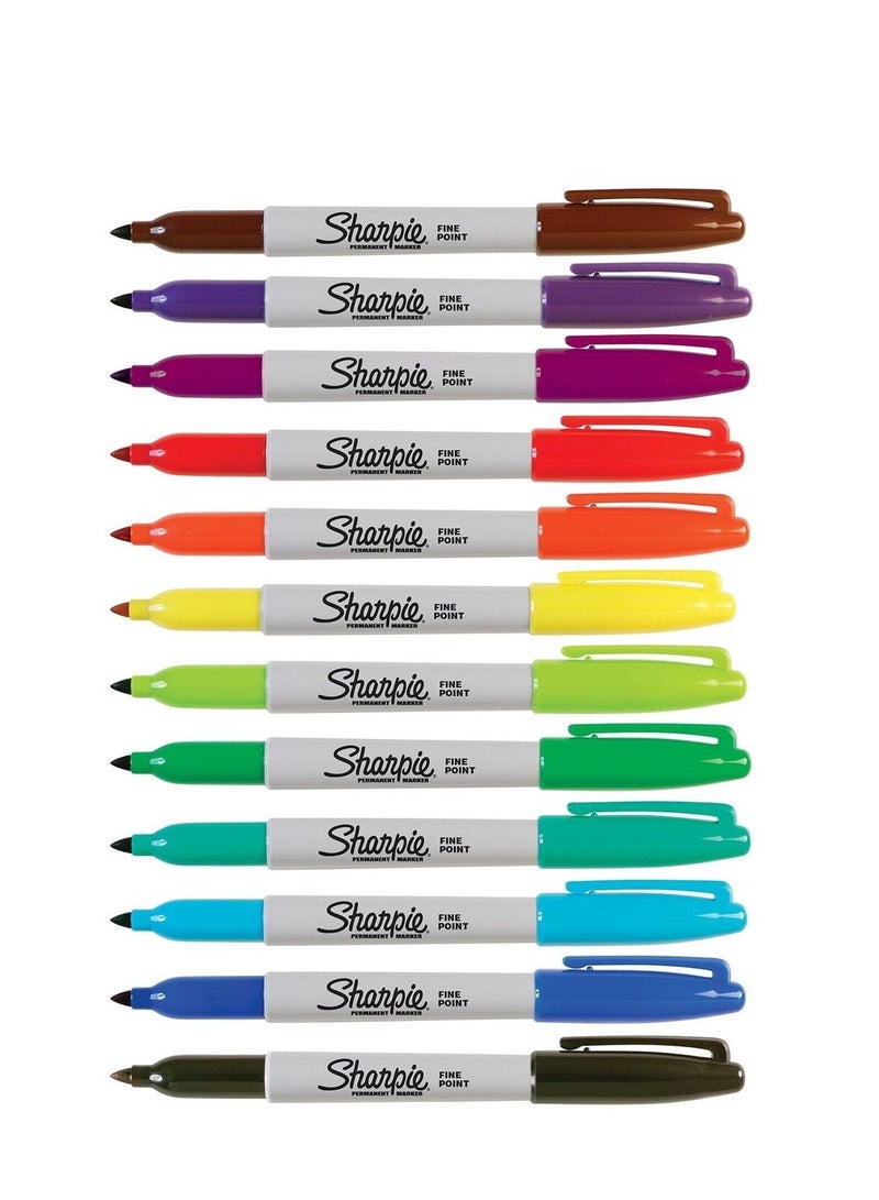 ماركرات شاربى دائمة 12 قطعة متعددة الألوان