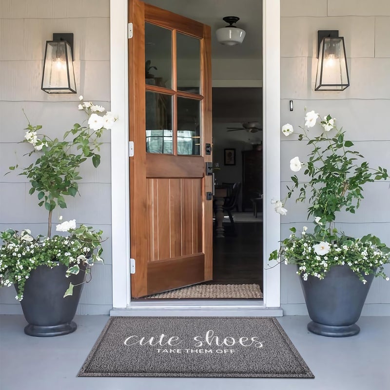AOAOPQ Door Mat Cute Shoes Take Them Off Welcome Mat Entryway Front 24""x 36"" Mats with Rubber Backing Mat Out Door Indoor Mat Non Slip PVC Mat Grey - Image 4