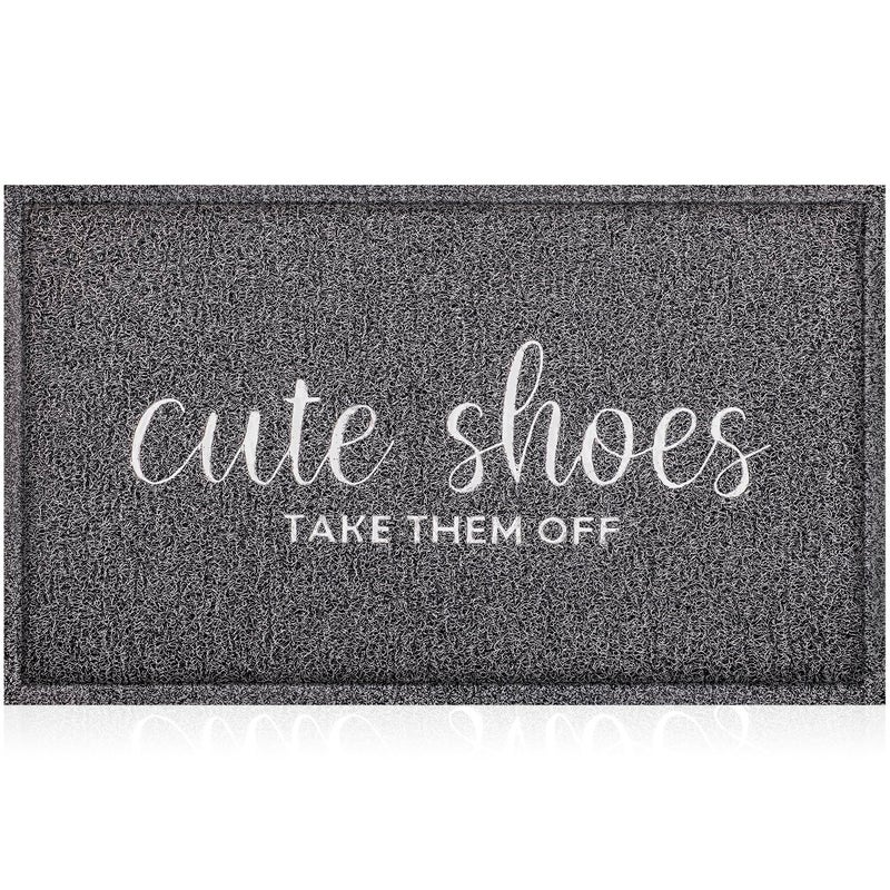 AOAOPQ Door Mat Cute Shoes Take Them Off Welcome Mat Entryway Front 24""x 36"" Mats with Rubber Backing Mat Out Door Indoor Mat Non Slip PVC Mat Grey - Image 1