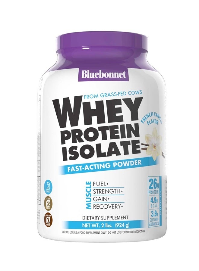 BlueBonnet Nutrition Whey Protein Isolate Powder From Grass Fed Cows, 26g of Protein, No Sugar Added, Gluten & Soy free, kosher Dairy, 2 Lbs, 28 Servings, French Vanilla Flavor - Image 1