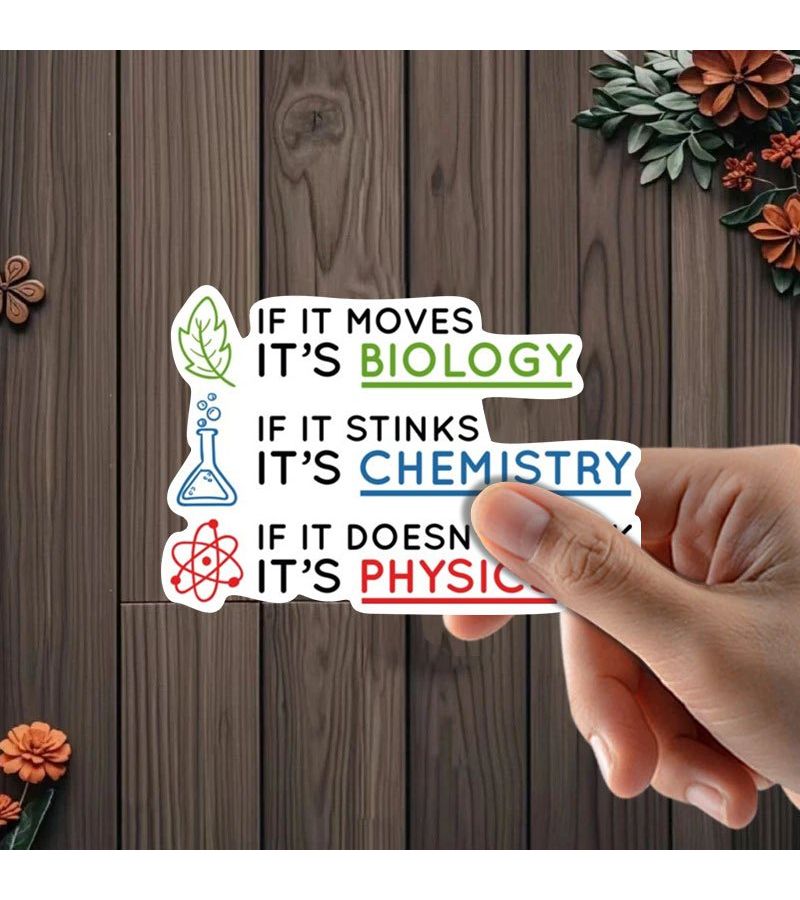 Vivid Science 1pc Durable Polyester Stickers Educational Biology Chemistry Physics Designs Waterproof Easy Apply Remove Suitable Vehicle Young People Adults - Image 1
