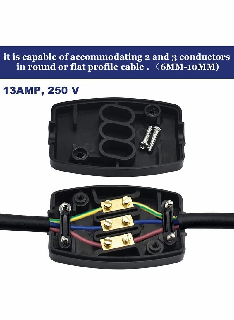 3 Terminal Electrical Junction Box, 2 Pcs Cable Joiner Box Set, In-line Connector 250v 13A - Image 3