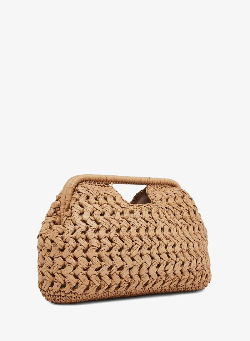 Styli  Khaki Raffia Woven Clutch Bag for Women | Best Price UAE