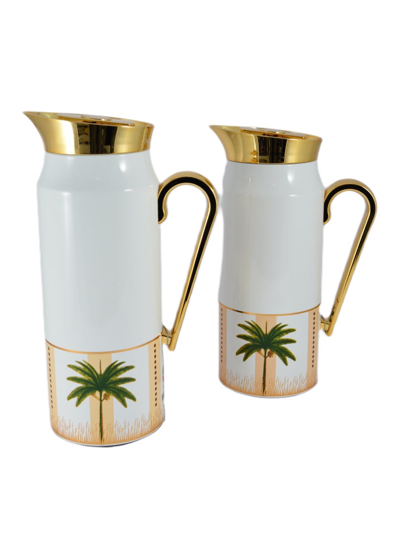 Home Maker 2-Piece Thermal Flask Set – 0.75L & 1L – Stainless Steel Exterior with Inner Glass Insulation - Image 1