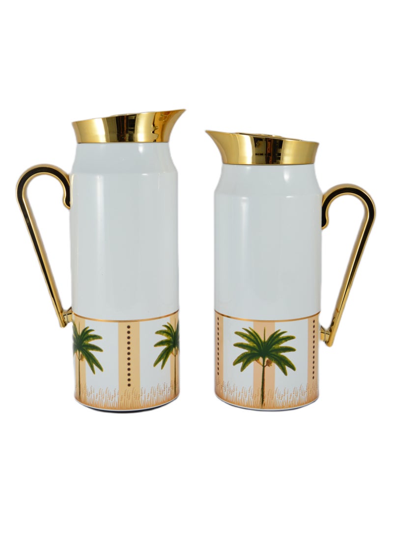 Home Maker 2-Piece Thermal Flask Set – 0.75L & 1L – Stainless Steel Exterior with Inner Glass Insulation - Image 2