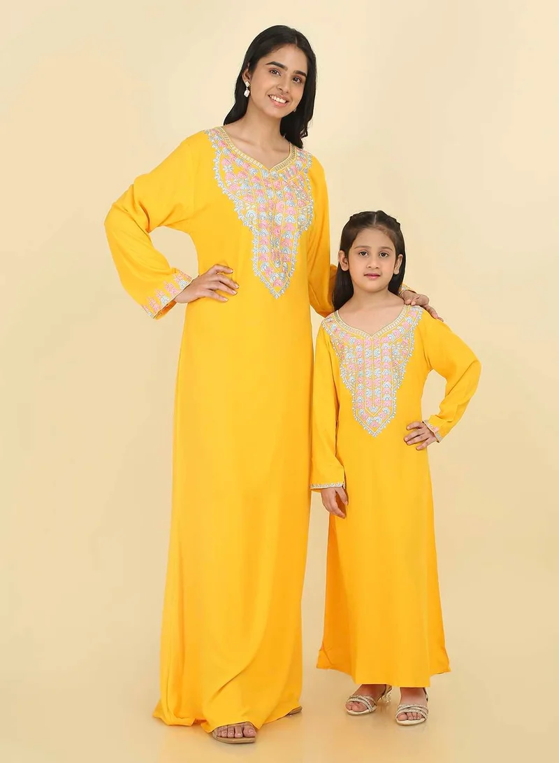 HANA & SARA Authentic Long-Sleeve Arabic Jalabiya | Girls Ethnic Maxi Dress