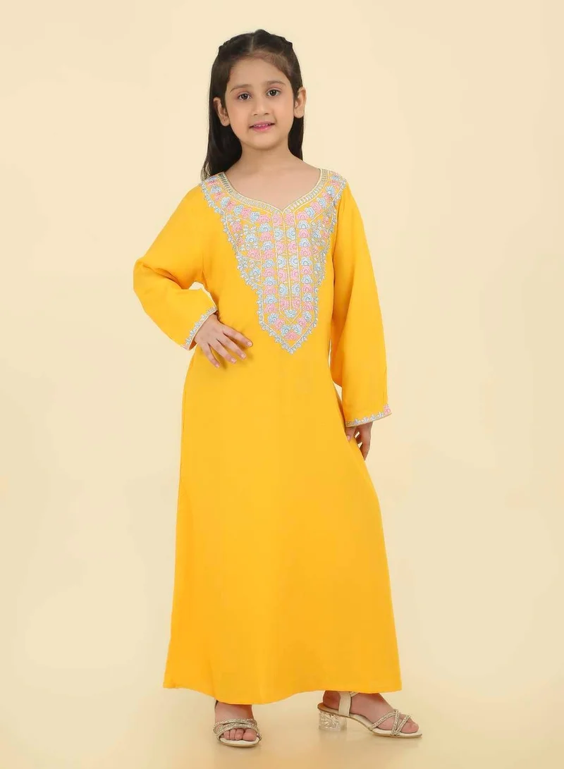HANA & SARA Authentic Long-Sleeve Arabic Jalabiya | Girls Ethnic Maxi Dress