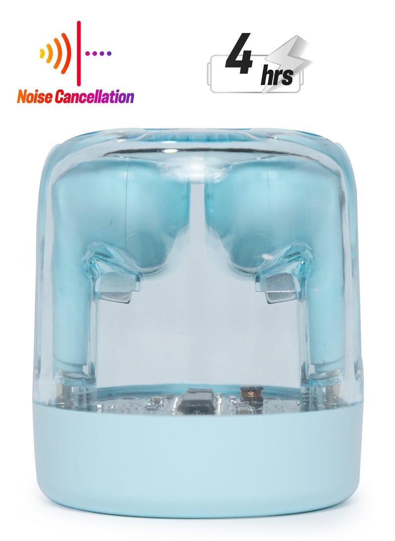 Transparent Bluetooth Headphones Mini True Wireless Motion Noise Cancelling Blue