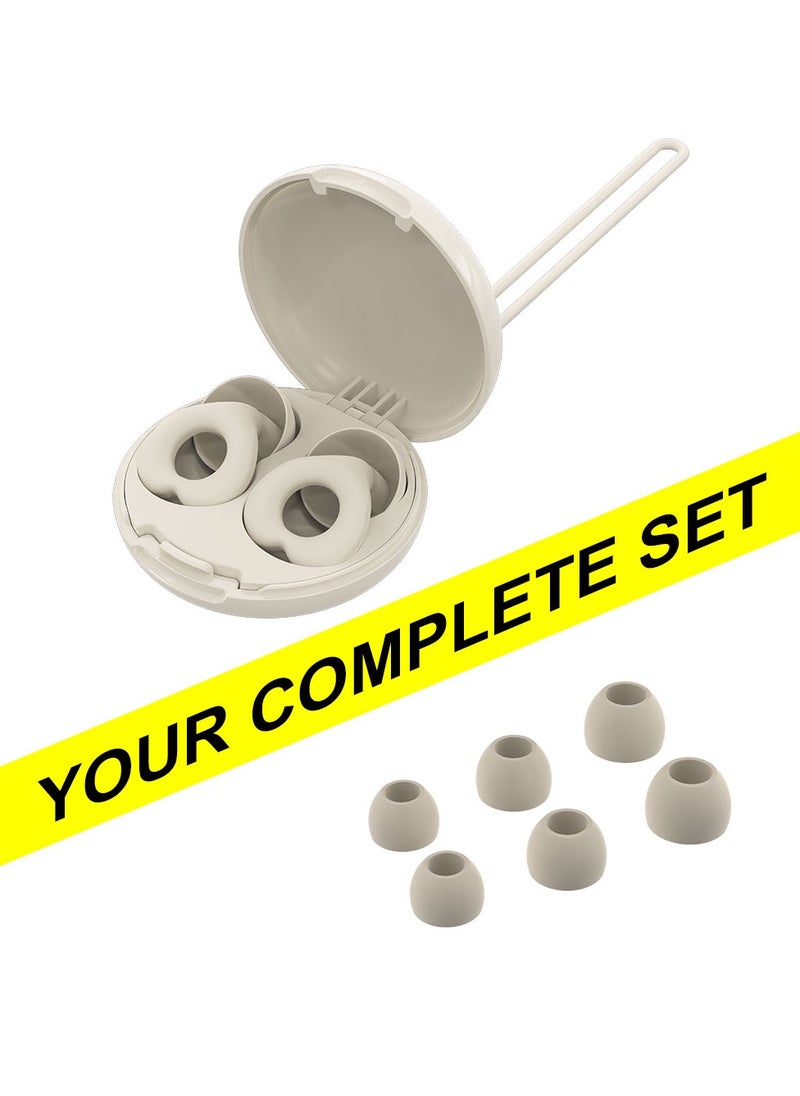 Chabeia - 30dB Ear Plugs for Sleeping & Flights – 8-Size Silicone Set with Travel Case, Noise Blocking Comfort for Shift Work (White) - Image 1