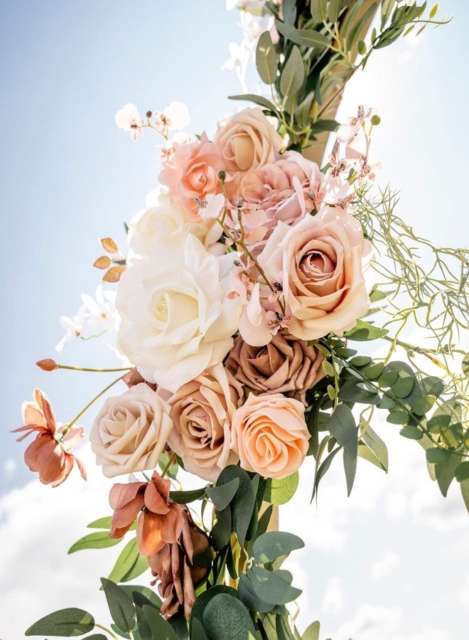 FACINOC Roses Artificial Flowers Bouquet Combo Box Set Fake Flowers Bulk for DIY Bridal Baby Shower Decorations Wedding Centerpieces for Table Silk Floral Arrangements Party Home Decor Indoor Peach - Image 3