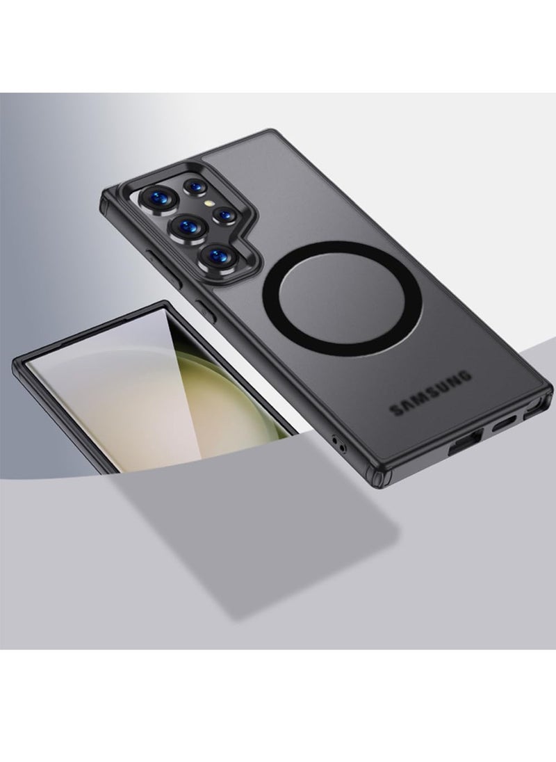Aookay Magnetic Shockproof for Samsung Galaxy S25 Ultra Case, Strong Magnetic, Compatible with MagSafe, Protective Slim Frosted Matte Black Case for Samsung S25 Ultra (Matte Black)  - Image 1