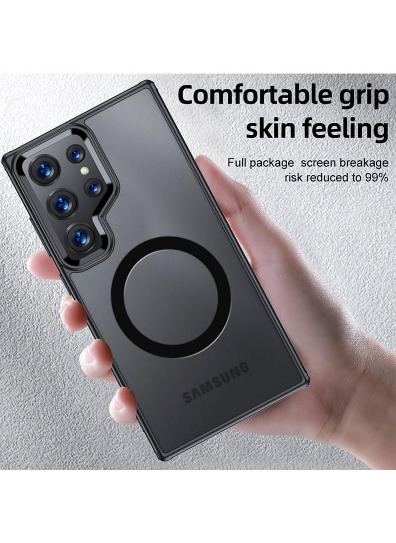 Aookay - Magnetic Shockproof for Samsung Galaxy S25 Ultra Case, Strong Magnetic, Compatible with MagSafe, Protective Slim Frosted Matte Black Case for Samsung S25 Ultra (Matte Black) - Image 1