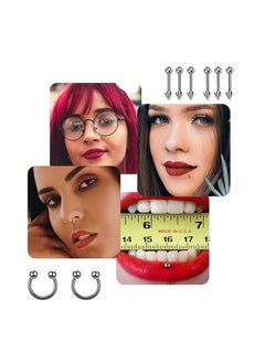 Generic Piercing Kit 14G, 84Pcs 16G Nose Septum Rings Piercing Jewelry for Ear Lip Belly Button Tongue Tragus Cartilage Body Piercing Tools Kit with Piercing Needle Silver  - Image 2