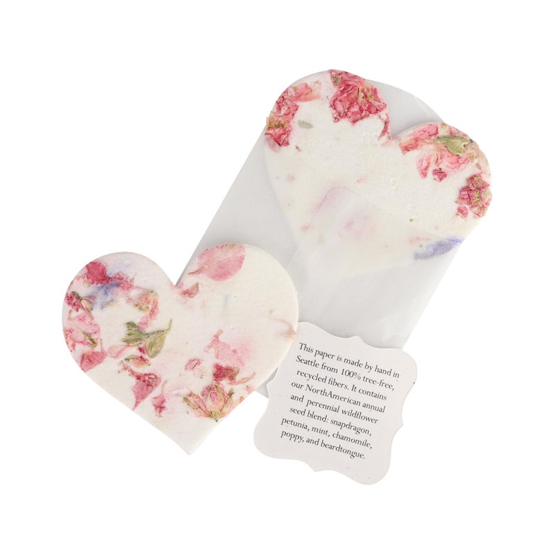 Seed Bloom 24-Piece Set Handmade Seed Paper Embedded With Wildflower Seeds Recycled Seeded Paper Tags, Cards Stationery & Wrapping Supplies (Hearts, Envelope, & Planting Guide) - Image 1