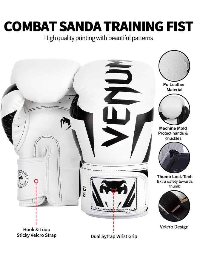 VENUM 12OZ Boxing Gloves PU Leather, Muay Thai Kickboxing MMA Sparring Training, Advanced TAKKA Closure, Padding, Punch Bags Speed Ball Focus Pads Workout - Image 2