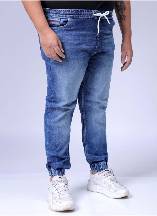 HARDSODA Men Plus Size Slim Fit Solid Mid-Rise Stretchable Denim Joggers  - Image 4