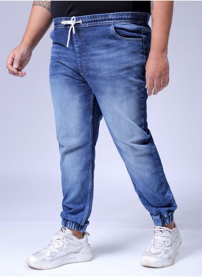 HARDSODA Men Plus Size Slim Fit Solid Mid-Rise Stretchable Denim Joggers  - Image 3