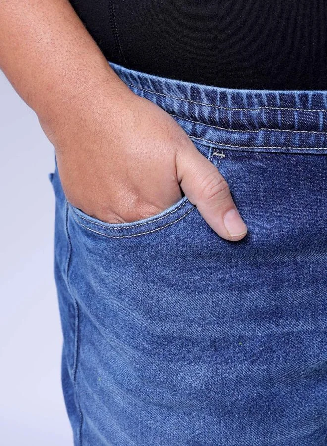 HARDSODA Men Plus Size Slim Fit Solid Mid-Rise Stretchable Denim Joggers