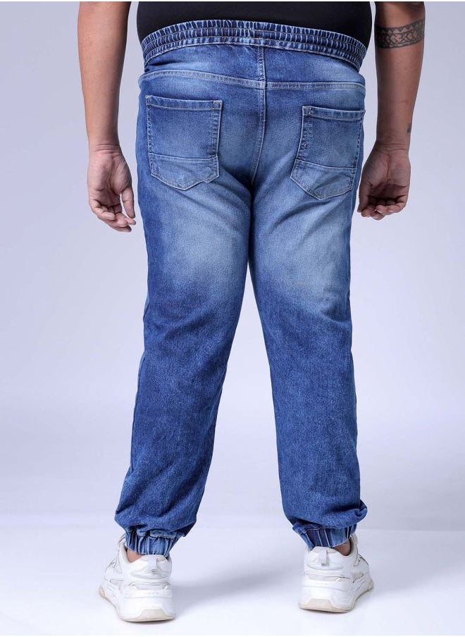 HARDSODA Men Plus Size Slim Fit Solid Mid-Rise Stretchable Denim Joggers  - Image 2