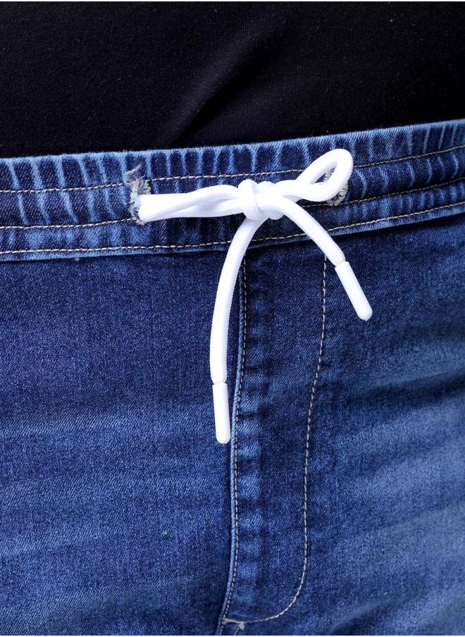 HARDSODA Men Plus Size Slim Fit Solid Mid-Rise Stretchable Denim Joggers  - Image 5